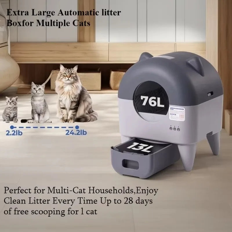 Lunapurr Automatic Self-Cleaning Cat Litter Box With App Control Multi-Cat