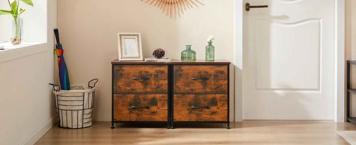 JHK Nightstand Bedside Table With Storage Drawers For Bedroom