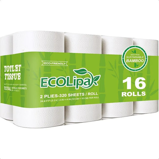 Bamboo Toilet Paper Septic Safe 16 Double Rolls 2 Ply