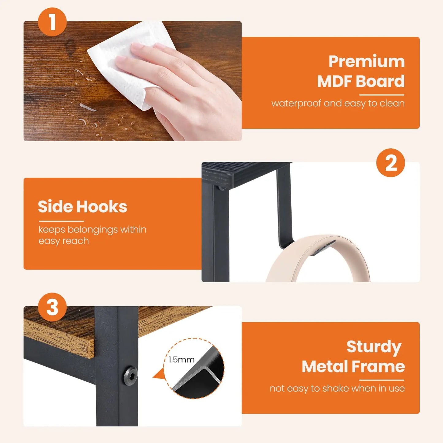 JHK Computer Desk With Adjustable Position Drawers For Study Office