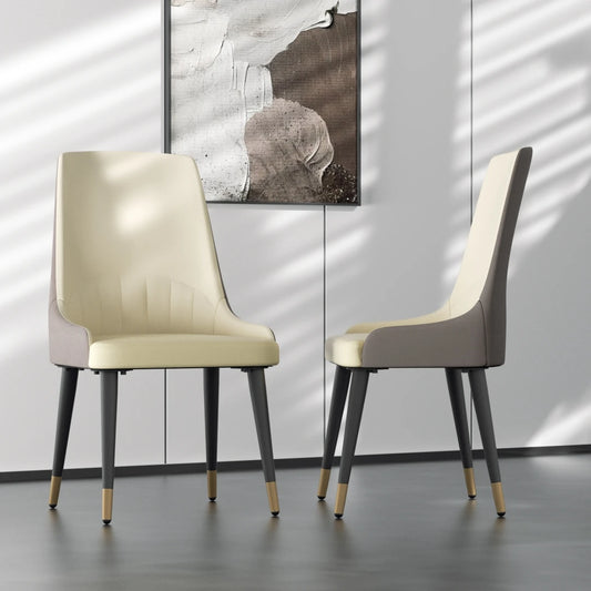 LUVODI PU Leather Dining Chairs With Arms Modern Metal Legs