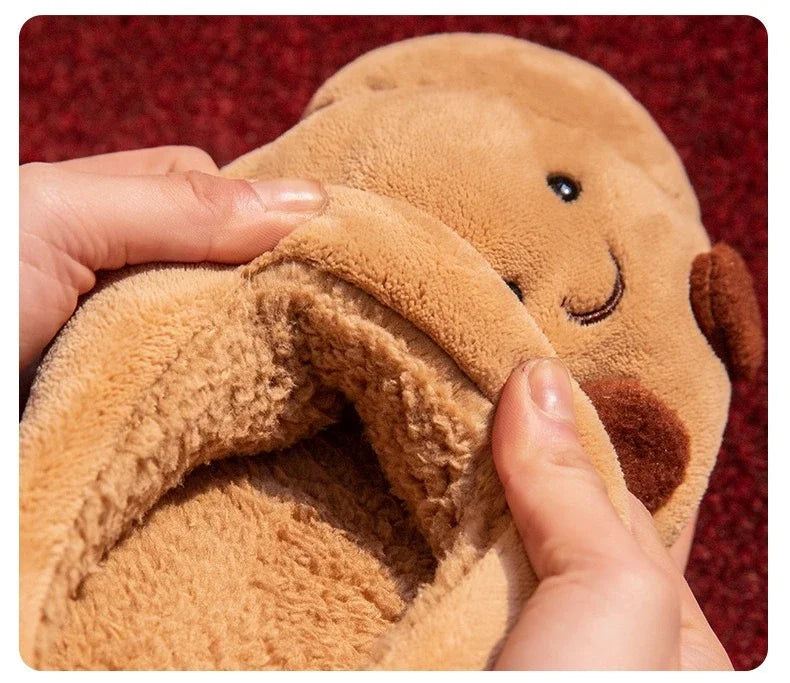 LORGL Cute Cartoon Fluffy Slippers Women Men Indoor House Shoes