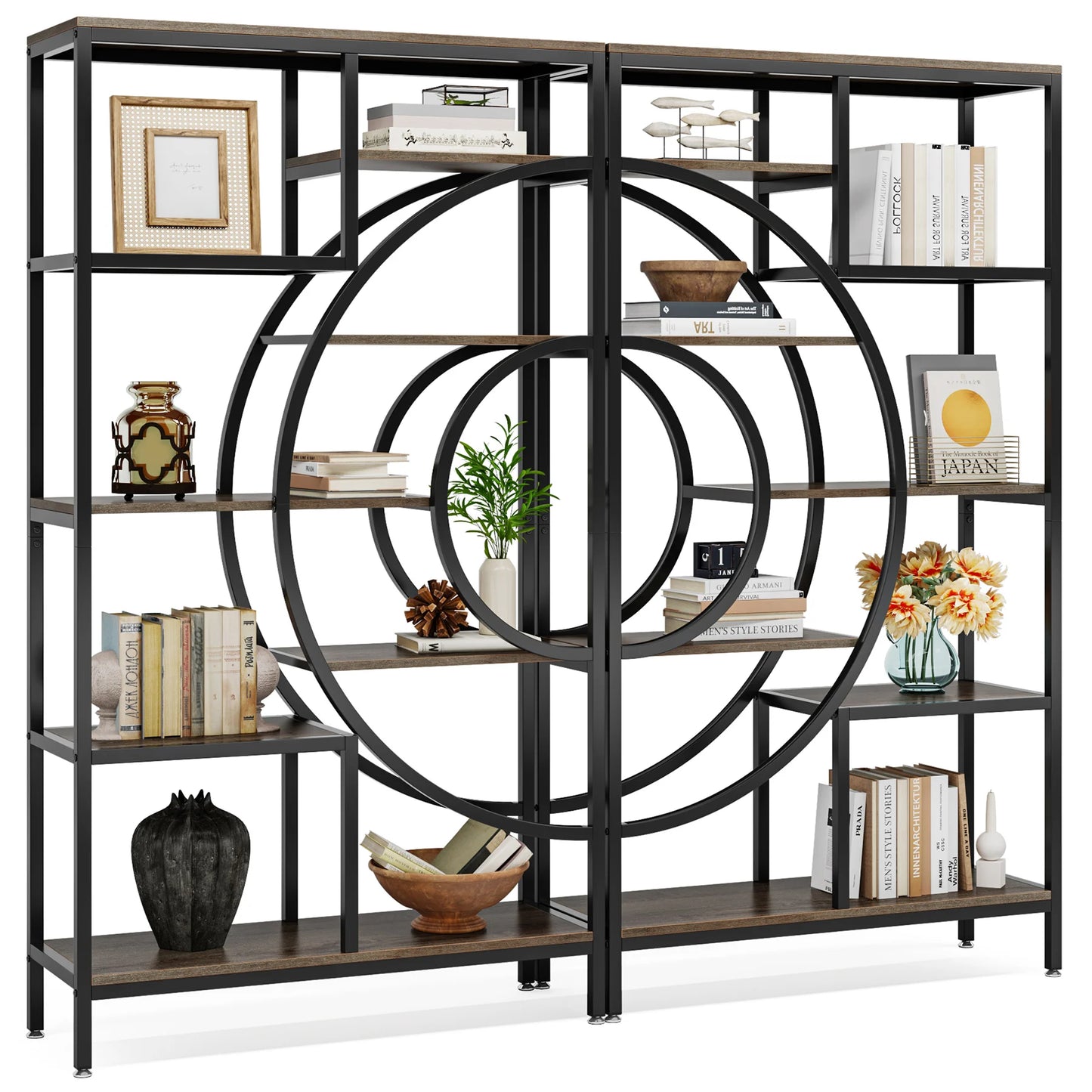 Tribesigns 5 Tier Industrial Bookshelf Etagere Freestanding Bookcase
