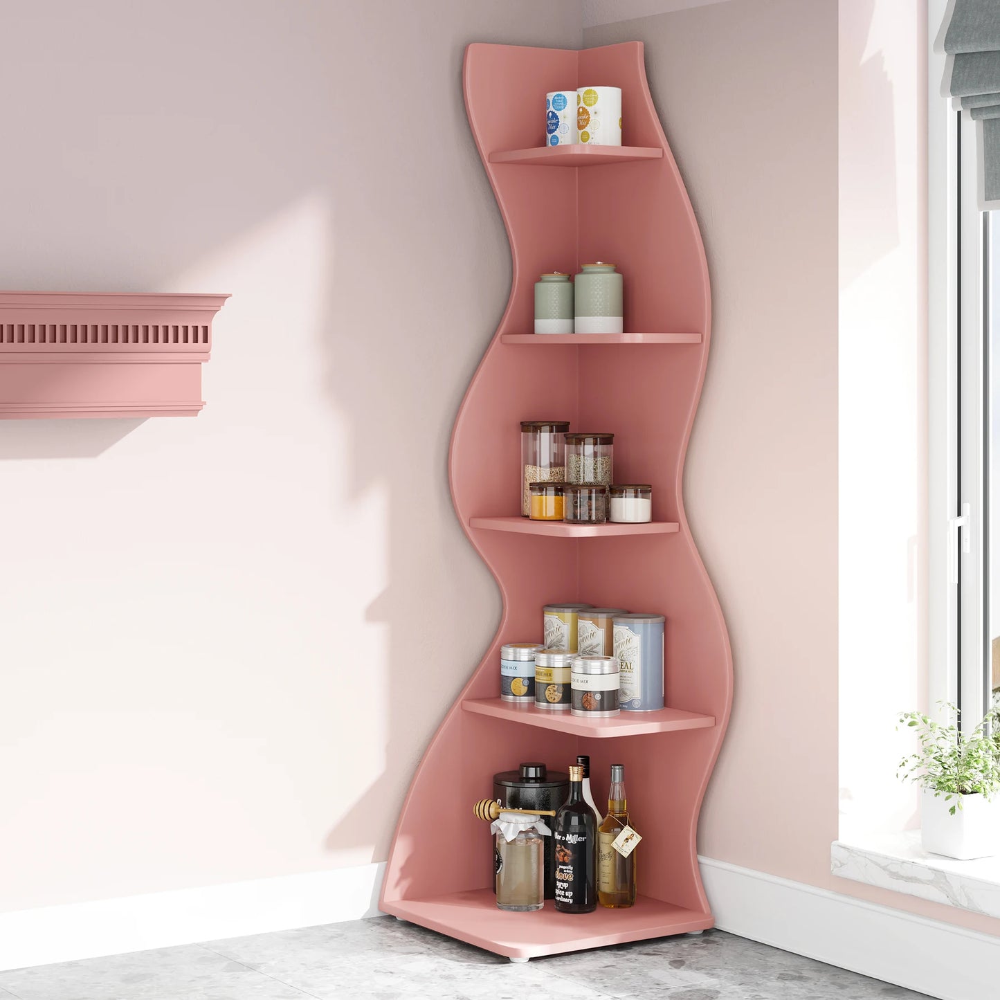 Tribesigns 5 Tier Corner Shelf Wall Bookshelf Plant Stand