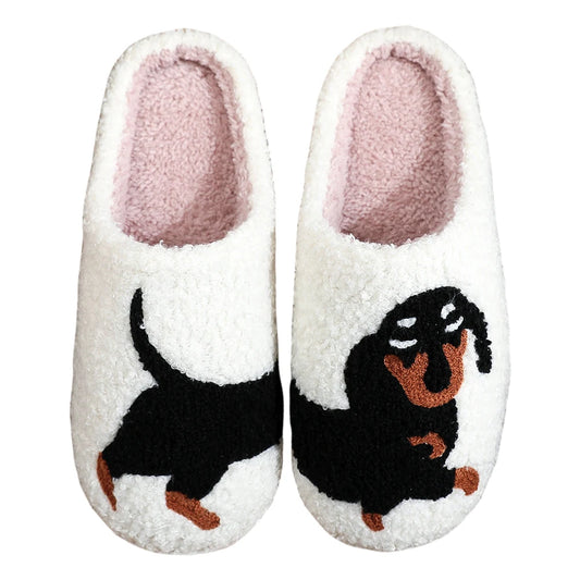 Shunmaii Plush Dachshund Slippers Women Indoor Cozy Warm
