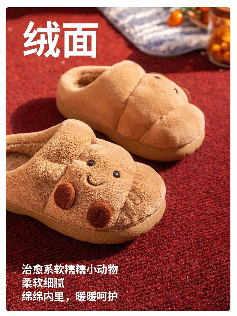 LORGL Cute Cartoon Fluffy Slippers Women Men Indoor House Shoes