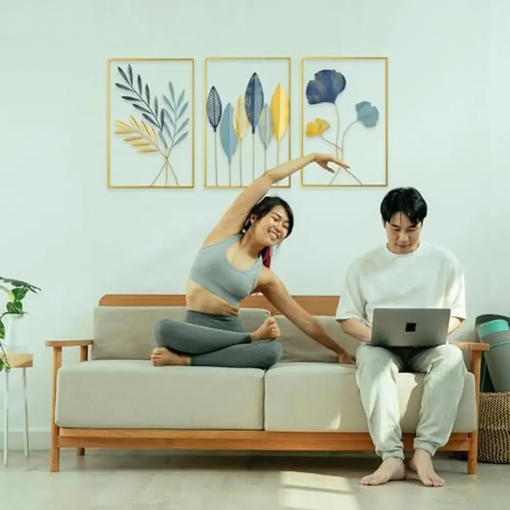 XMSJ Luxurious Metal Wall Art Decor Set Of 3 LeafDecorations