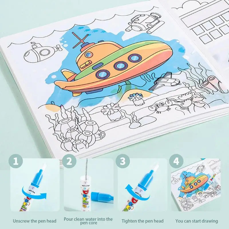 Magical Watercolor Painting Book Montessori For Kids Reusable Coloring Toy