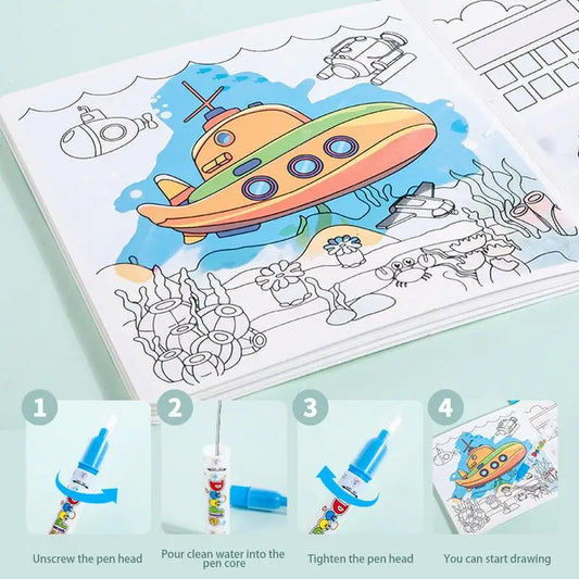 Magical Watercolor Painting Book Montessori For Kids Reusable Coloring Toy