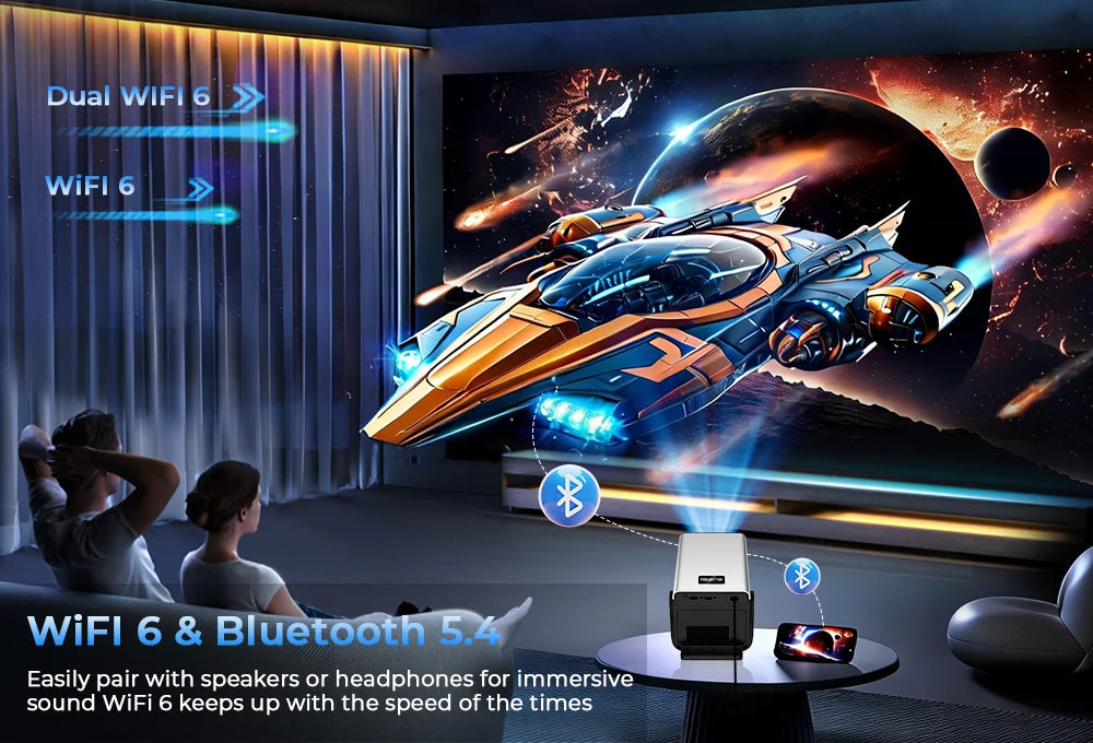 LynCast 8K Support HD Projector With Auto Focus 2000 ANSI