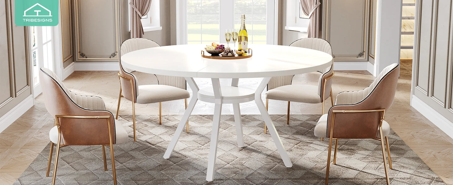 Tribesigns Round Dining Table For 4 To 6 People Farmhouse