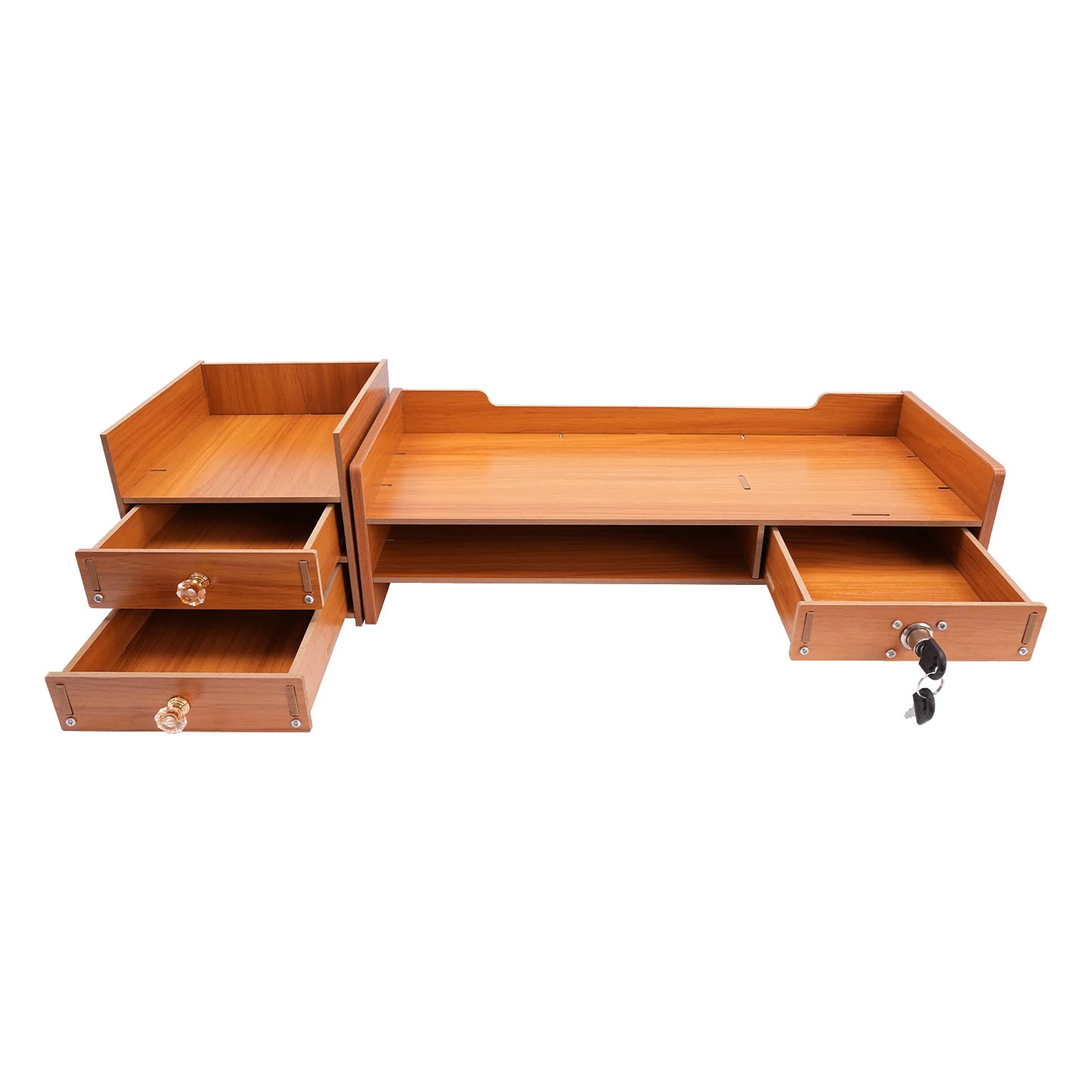 Wood Monitor Stand Riser 2-Tier Drawer for PC Desk Ergonomic