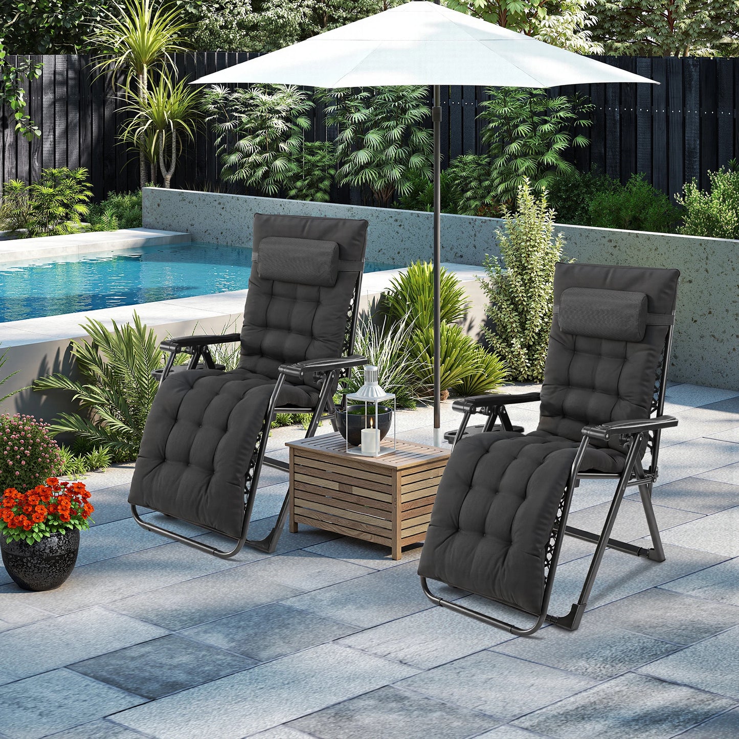 JHK Zero Gravity Recliner Patio Lounge Chair With Cup Holder