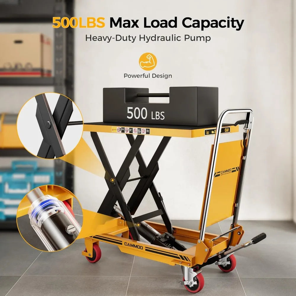 Hydraulic Lift Table Cart 500 Lb With Non Slip Pad
