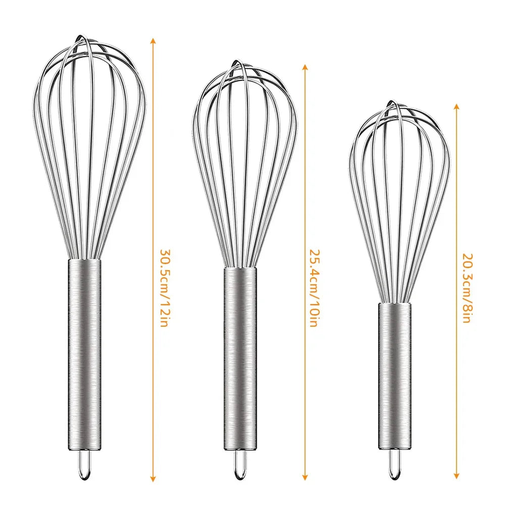 Willstar 3 Pack Stainless Steel Balloon Whisk Set With Grip