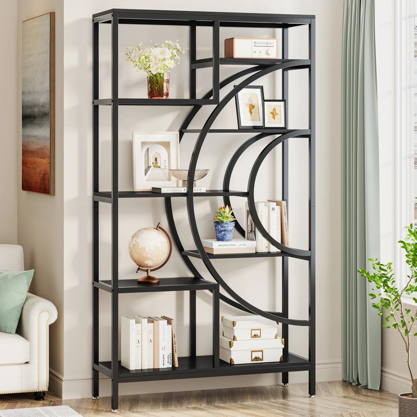 Tribesigns 5 Tier Industrial Bookshelf Etagere Freestanding Bookcase