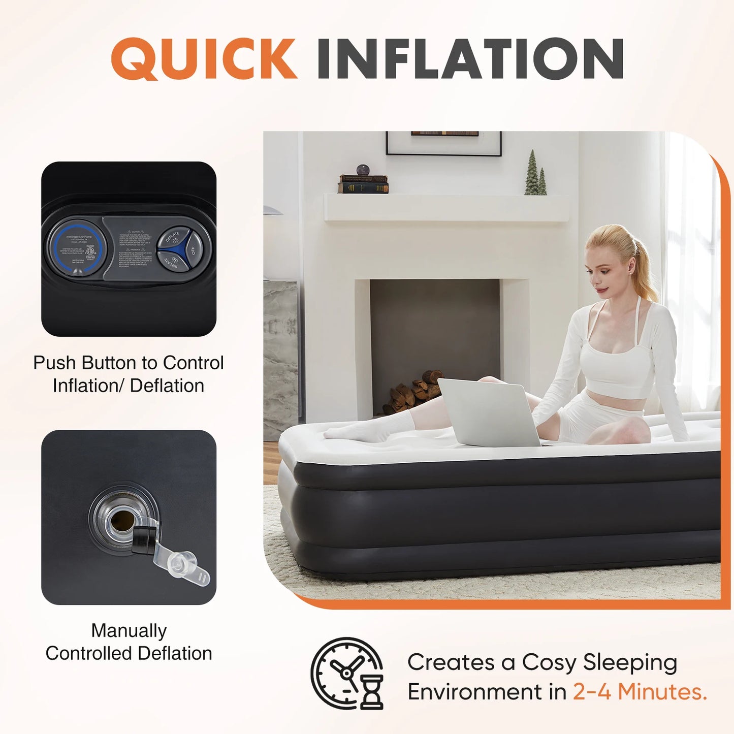 JHK Air Mattress With Non Slip Bottom 660 Lbs Capacity
