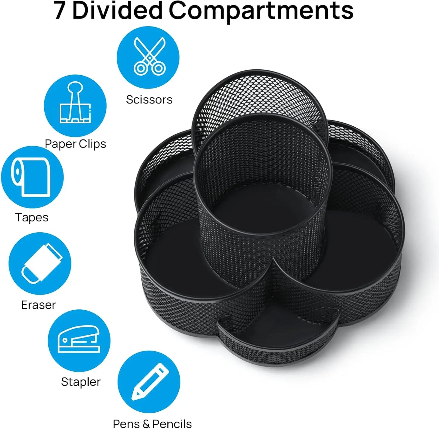 Desk Pen Holder 360 Degree Rotating Pencil Cup Organizer