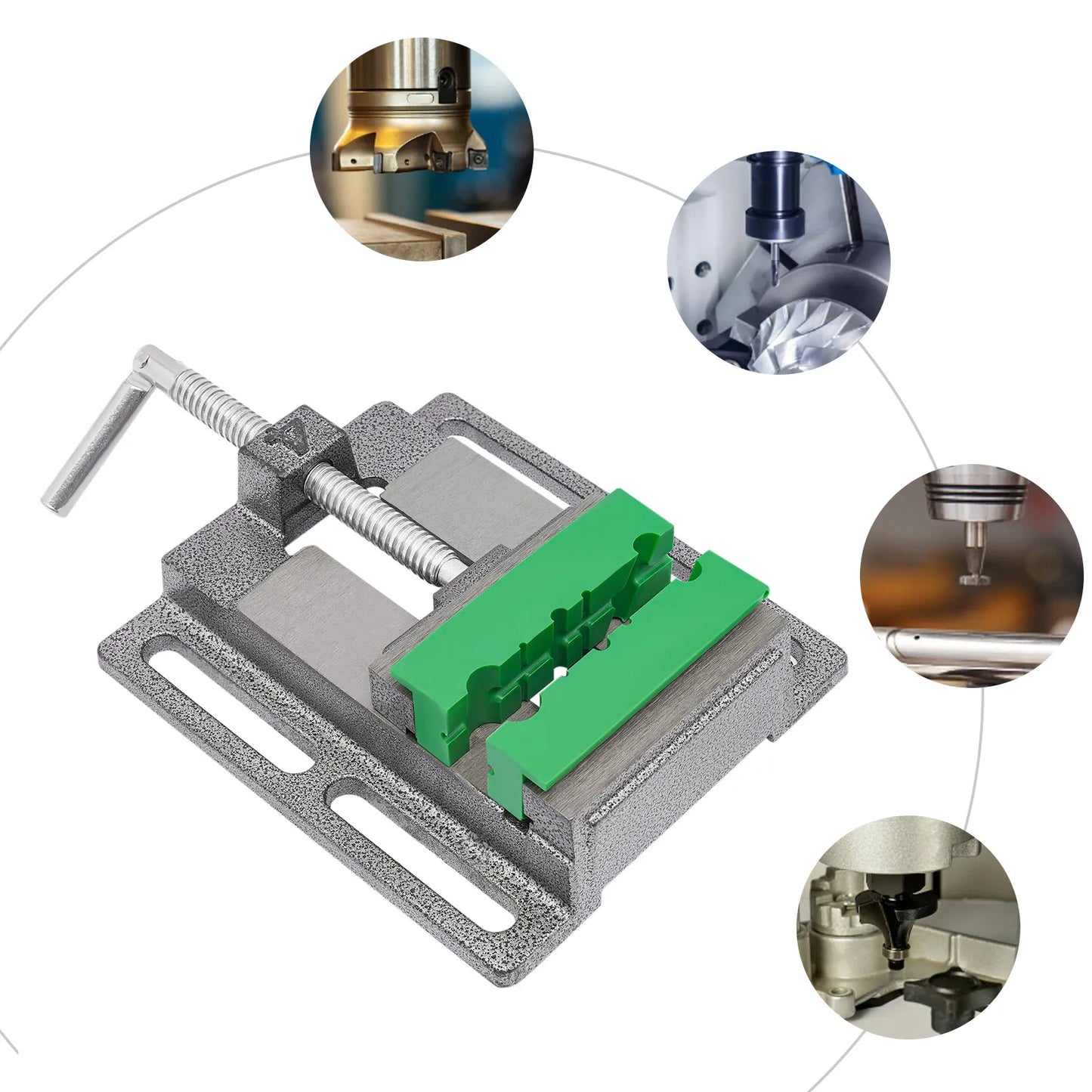 Drill Press Vise Cast Iron And Steel Secure Base Sawtooth Jaws