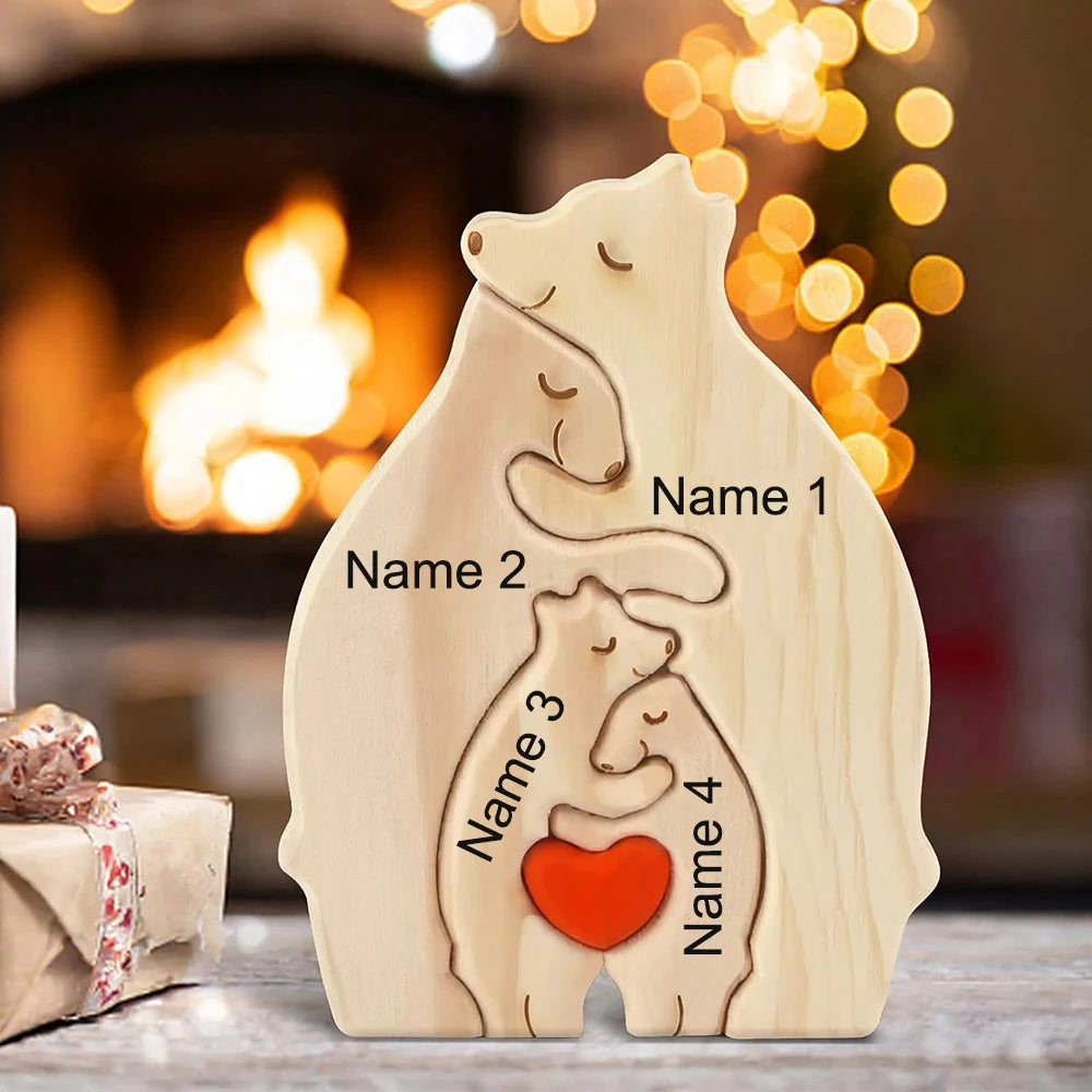NONEDropshipping Bear Family Wooden Puzzle With Free Engraving Name