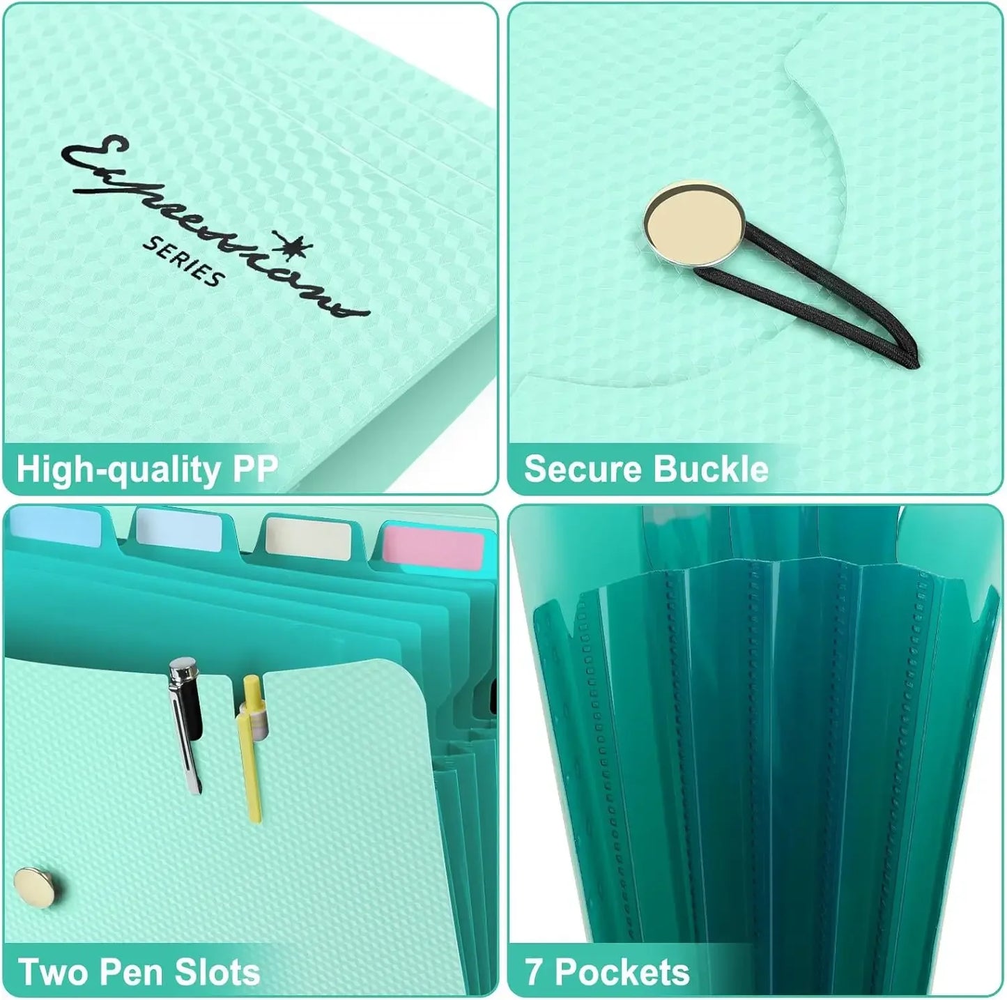 Expandable File Folder With 5 Pockets Polypropylene Organizer Office