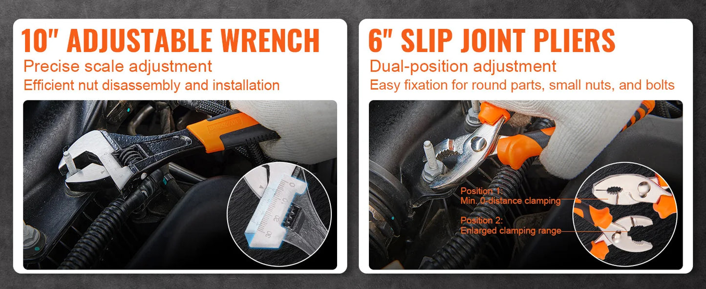 SucceBuy 8-Piece Pliers Set High Carbon Steel 12"/10"/8"Groove Joint Pliers 8"Linesman's Pliers 6"Slip Joint Pliers and Tool Bag