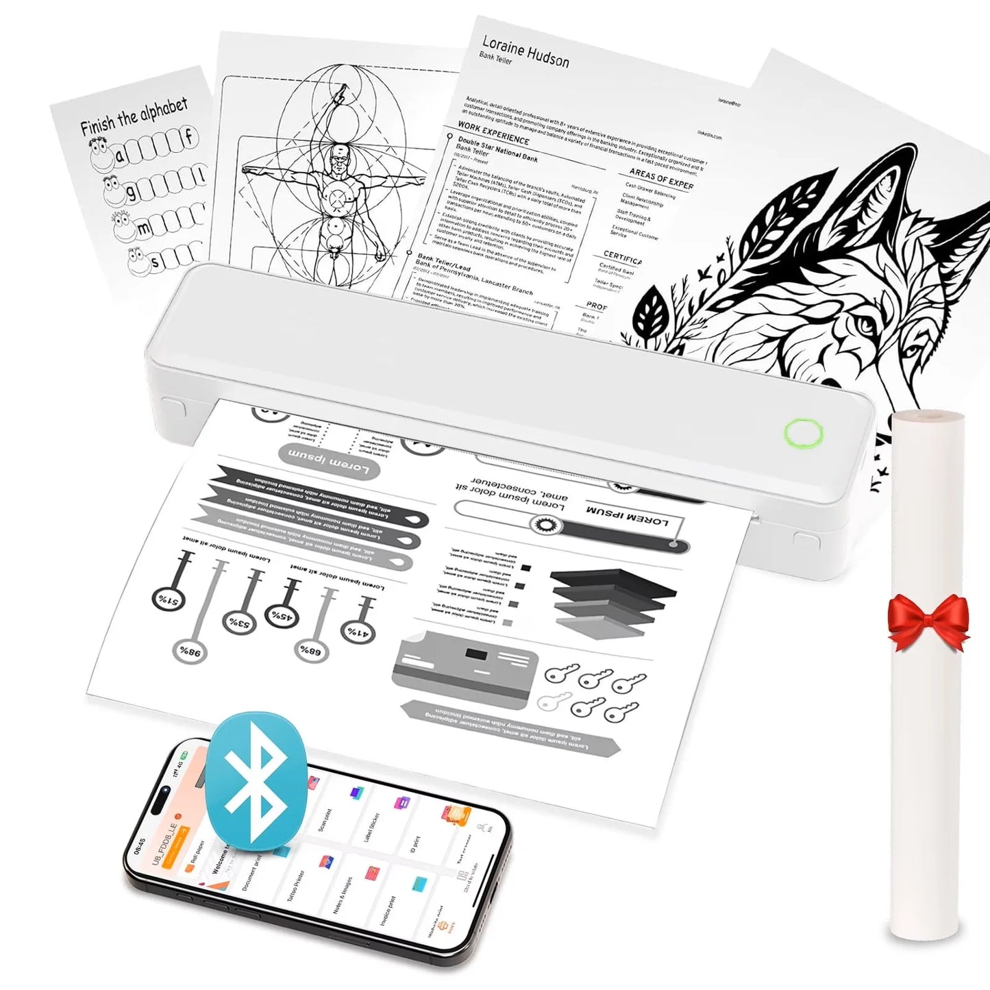 TakeYou Portable Wireless Inkless Thermal Label Printer For Travel