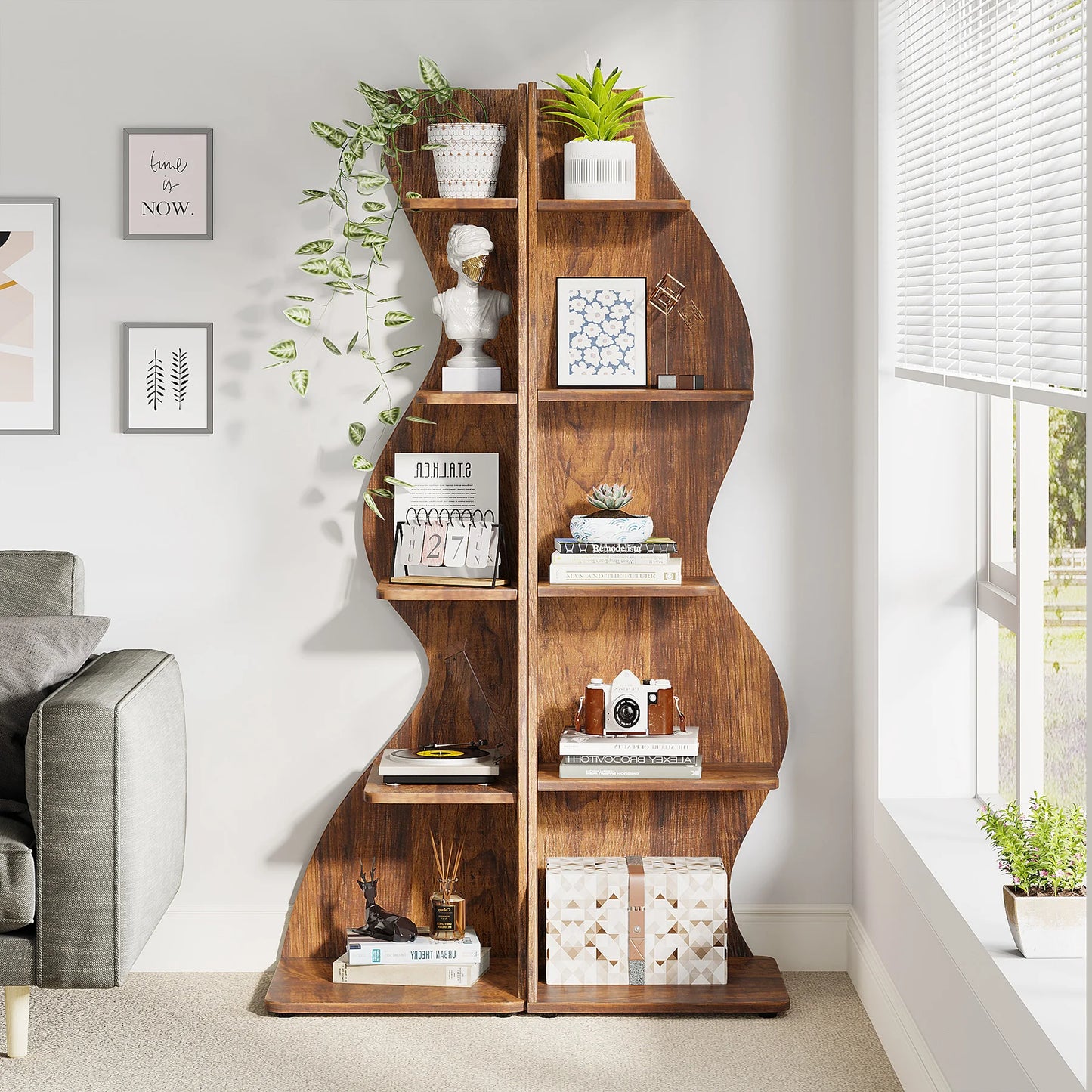 Tribesigns 5 Tier Corner Shelf Wall Bookshelf Plant Stand