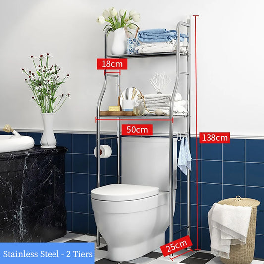 TWISTER.CK Stainless Steel Over Toilet Organizer With Removable Hooks