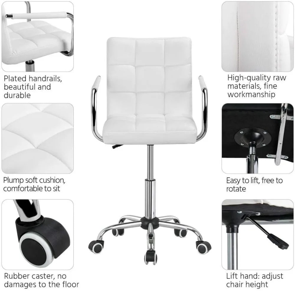 PU Leather Executive Office Chair With Wheels And Armrests Adjustable