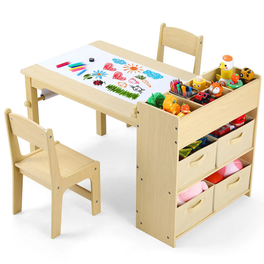 AuAgFinishes Kids Art Table and Chair Set with Storage Shelves