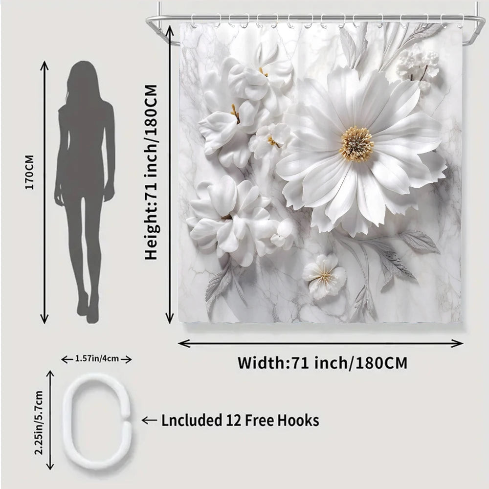Flower Mood Four Piece Set Avant Garde Waterproof Shower Curtain