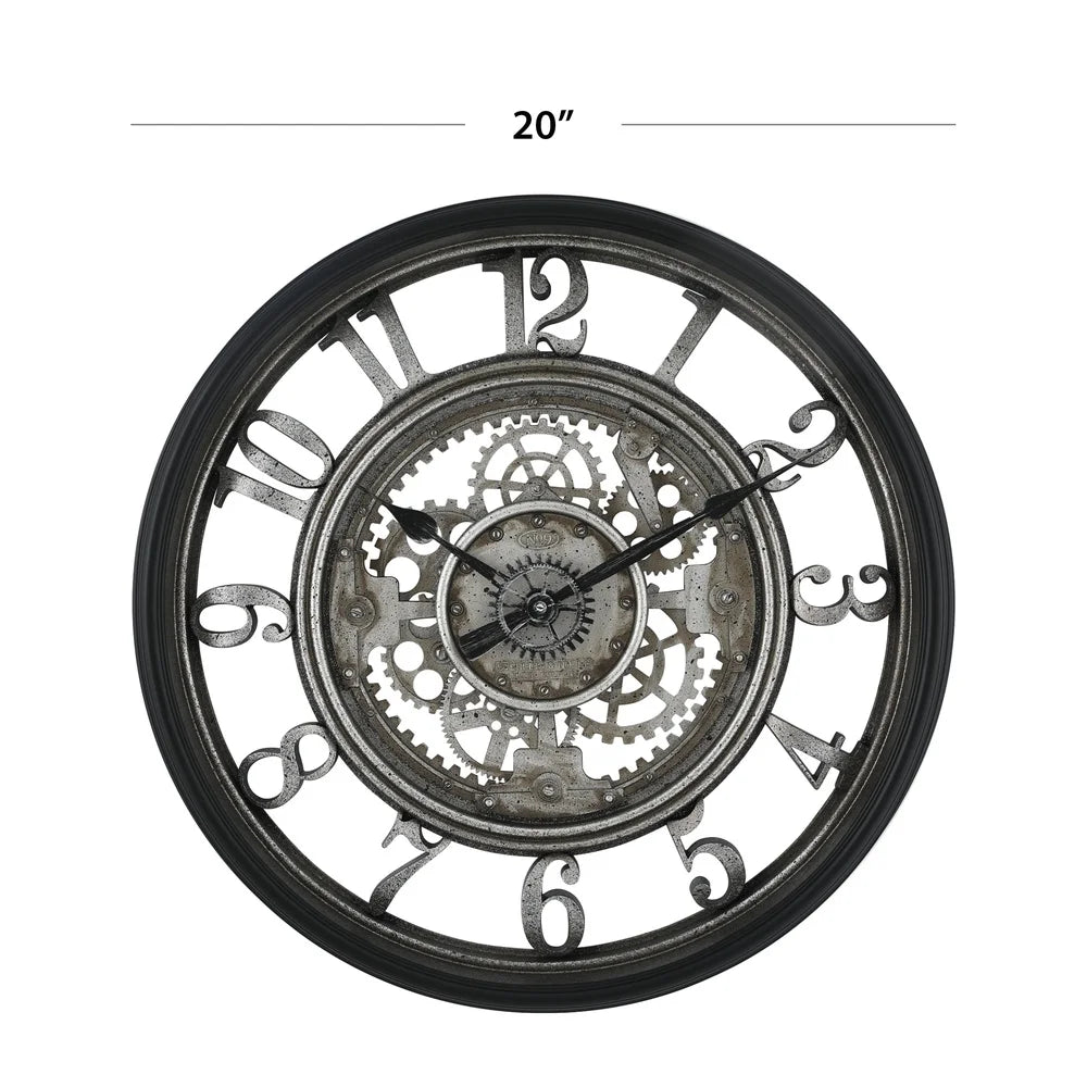 XMSJ Indoor Rustic Metal Arabic Analog Wall Clock With Gears