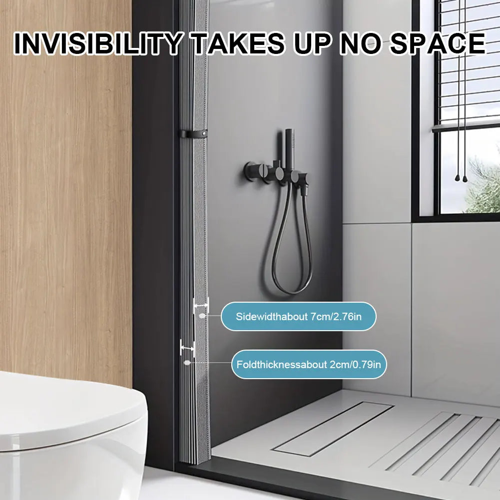 APWIKOGER Foldable Magnetic Shower Curtain Waterproof Bathroom Divider