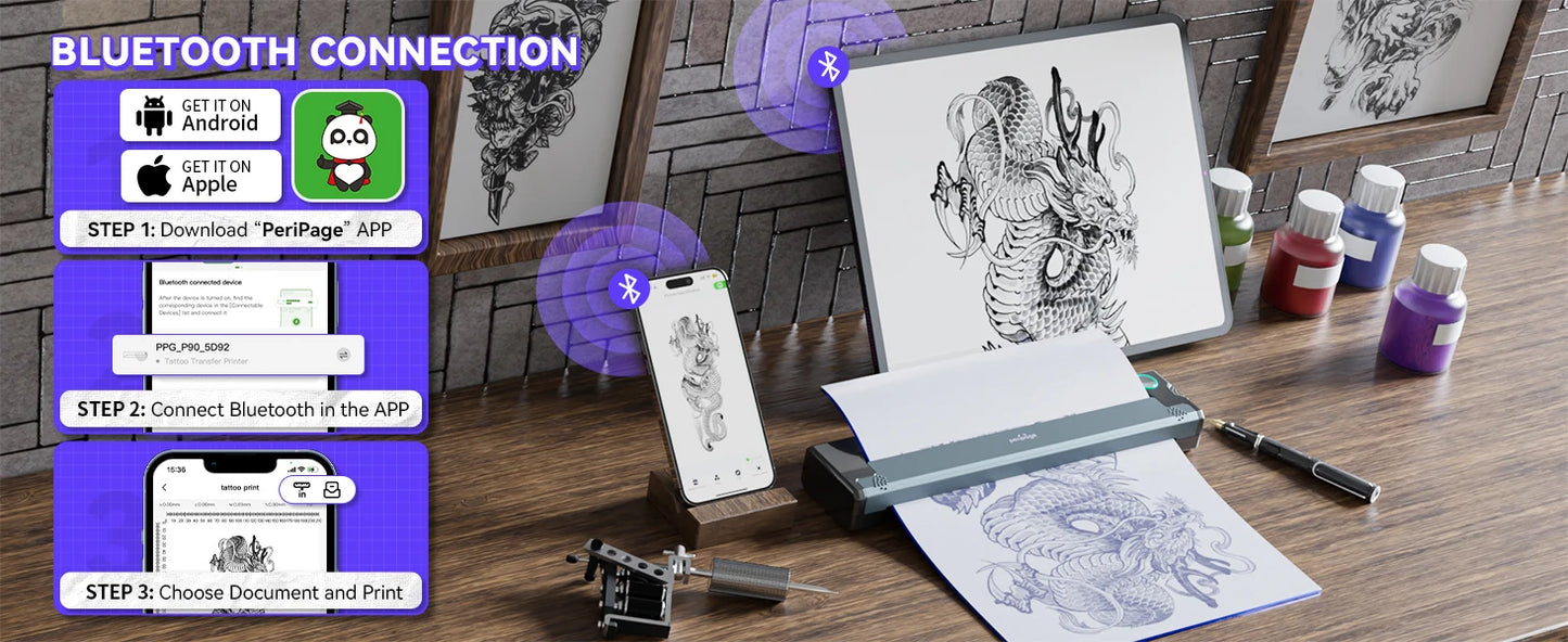 PeriPage P90 Wireless Tattoo Stencil Transfer Printer