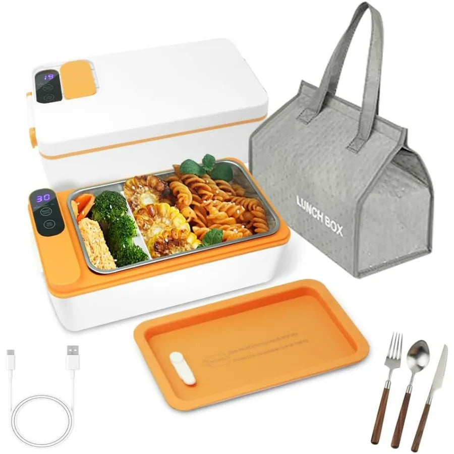 Cordless Electric Heated Lunch Box Battery Powered With Tableware