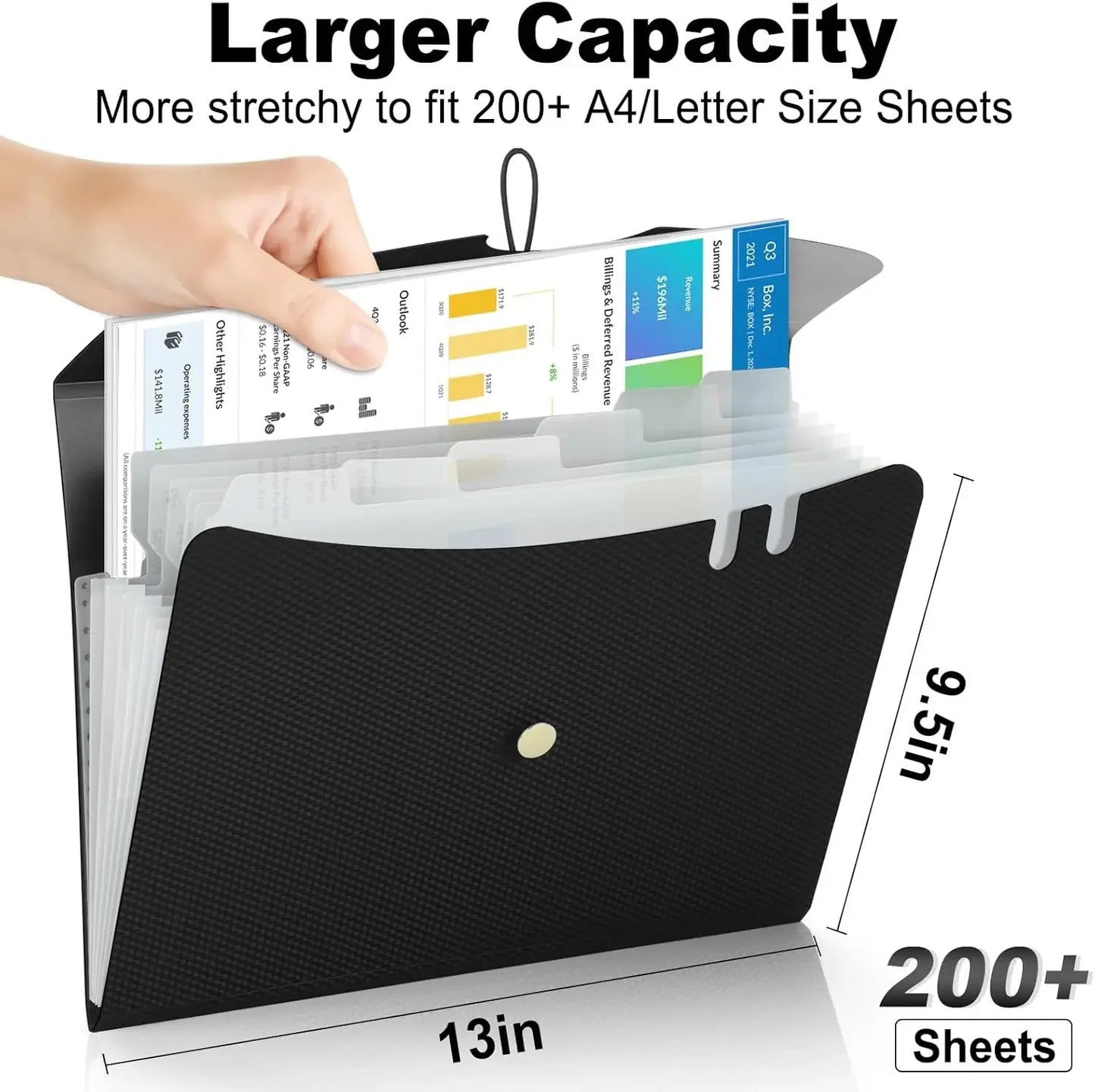 Expandable File Folder With 5 Pockets Polypropylene Organizer Office