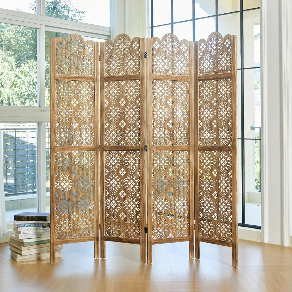 Folding Wood Room Divider Privacy Screen For Home And Office