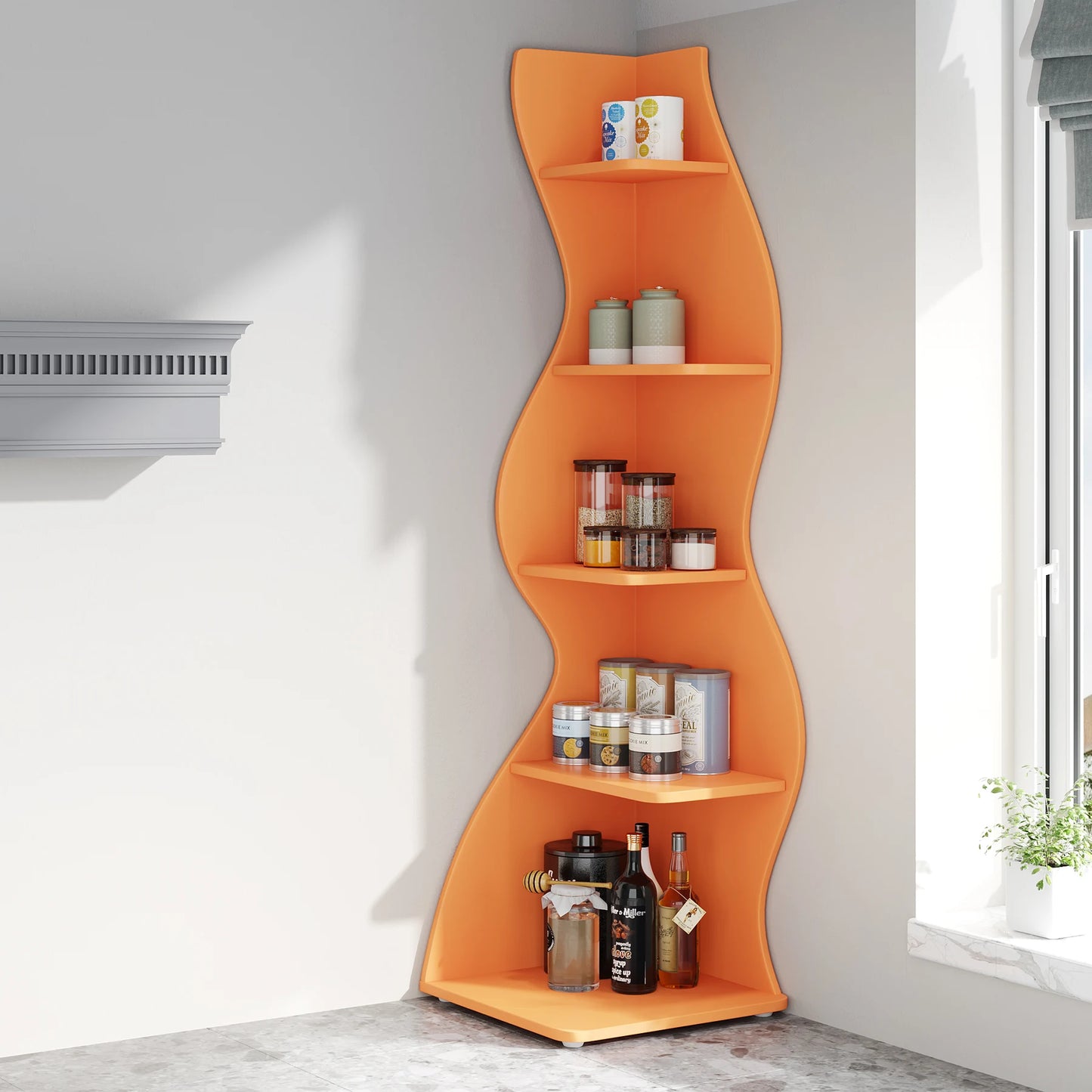 Tribesigns 5 Tier Corner Shelf Wall Bookshelf Plant Stand