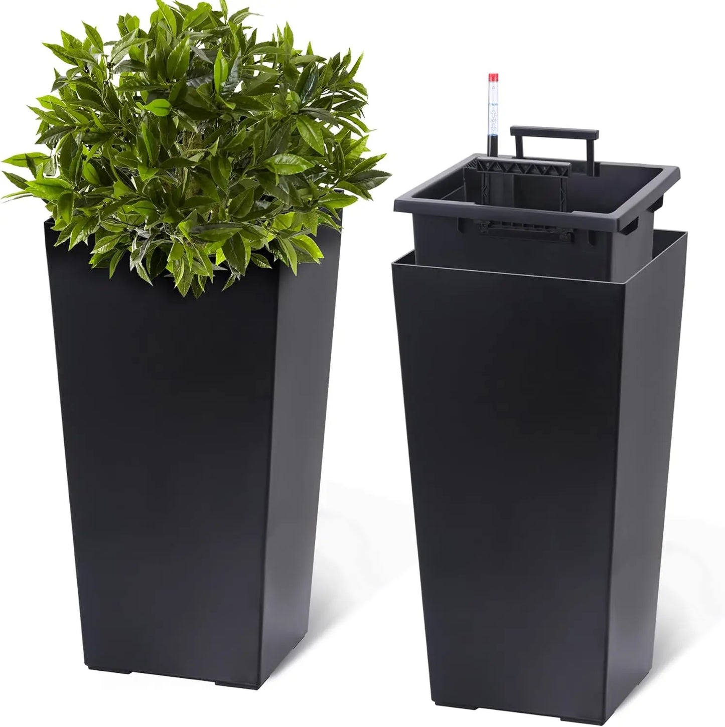 HobbyLane Indoor Outdoor Taper Planter With Shelf Insert Plastic Pots