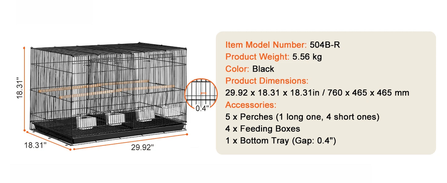 SucceBuy Stackable Flight Bird Cage With Divider For Travel Perch