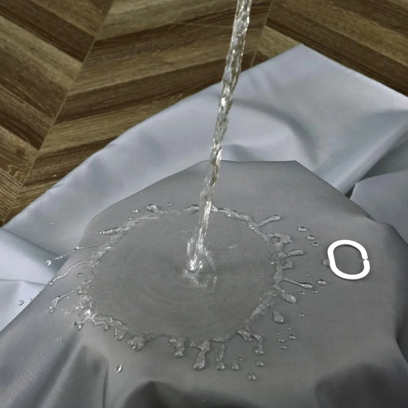 Polyester Fabric Shower Curtain Liner Mildew Proof Waterproof With Hooks