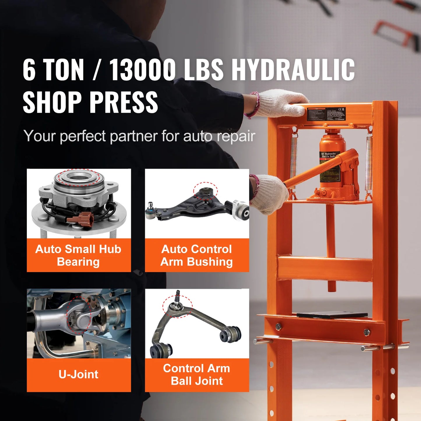 SucceBuy H Frame Hydraulic Shop Press 6T For Garage Workshop