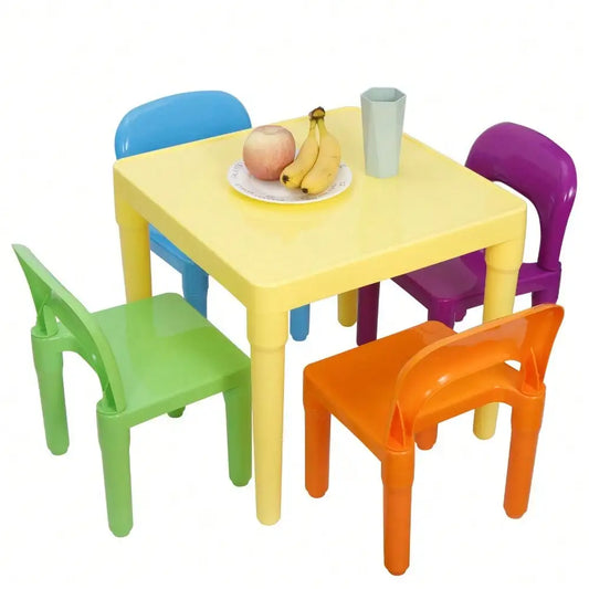 Kids Table And Four Chair Set For Toddlers Playroom Activities