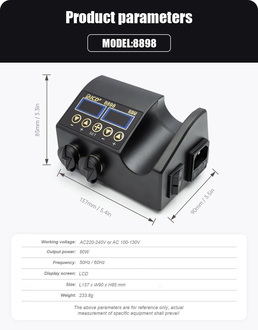 JCD 8898 750W Soldering Station 2 In 1 LCD Display Solder Tools