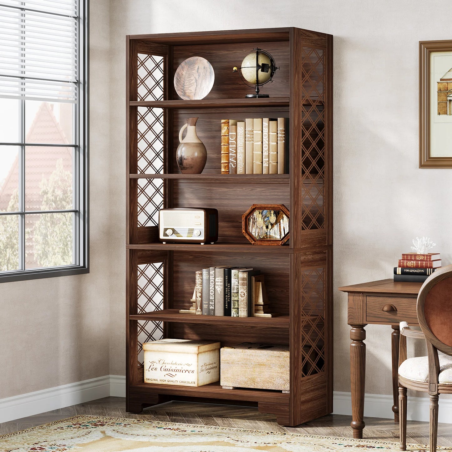 Tribesigns 6-Tier Bookcase, 71 Inches Industrial Bookshelves and Bookcases, Floor Standing 5 Shelf Display Storage Shelves