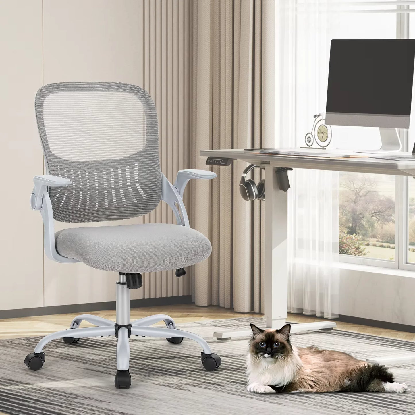 JHK Ergonomic Mesh Backrest Office Chair With Adjustable Height Wheels