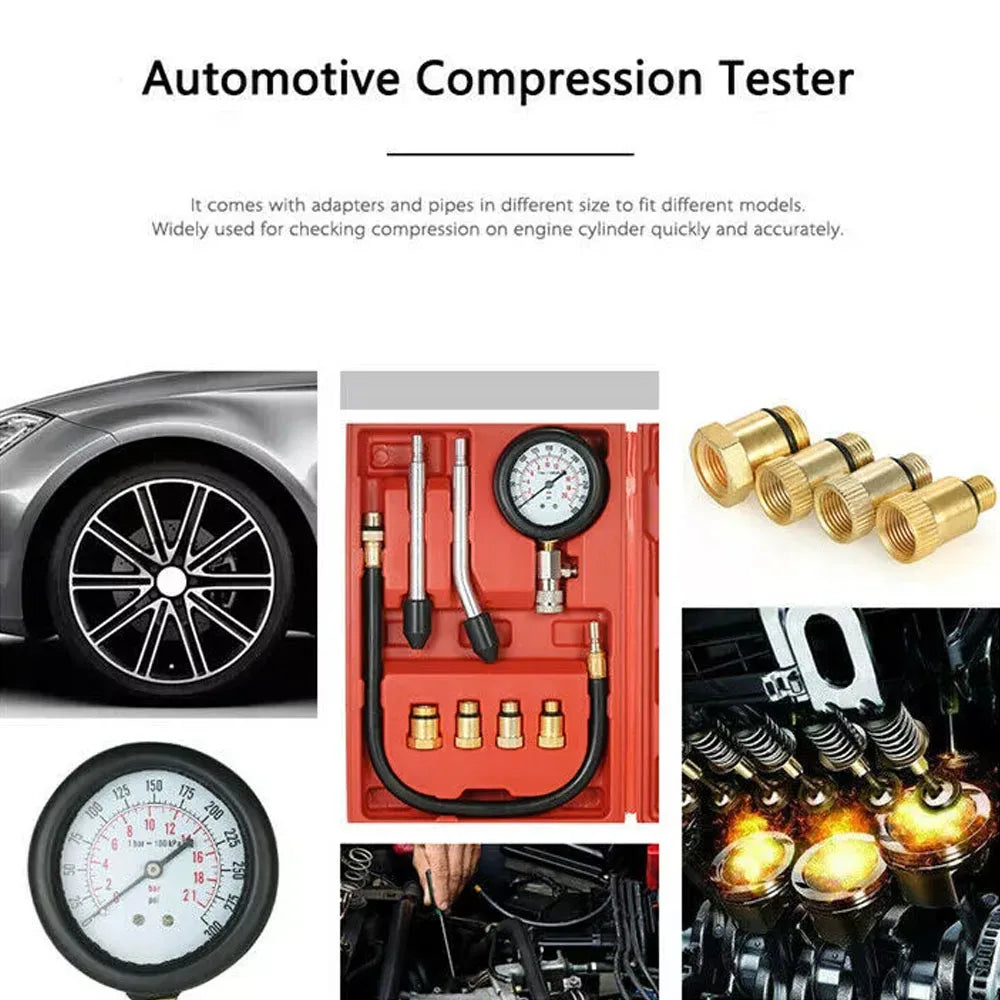 Petrol Engine Cylinder Compression Tester Kit For Automobiles And Motorcycles