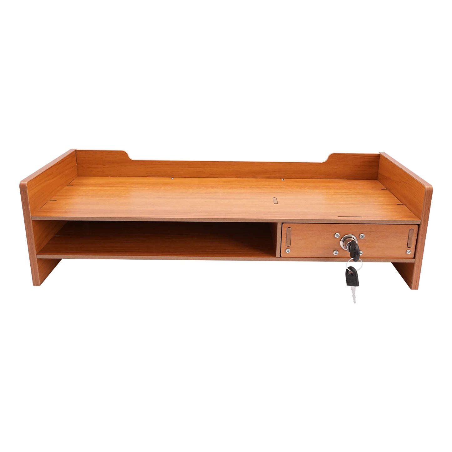 Wood Monitor Stand Riser 2-Tier Drawer for PC Desk Ergonomic