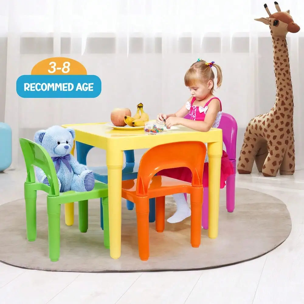 Kids Table And Four Chair Set For Toddlers Playroom Activities